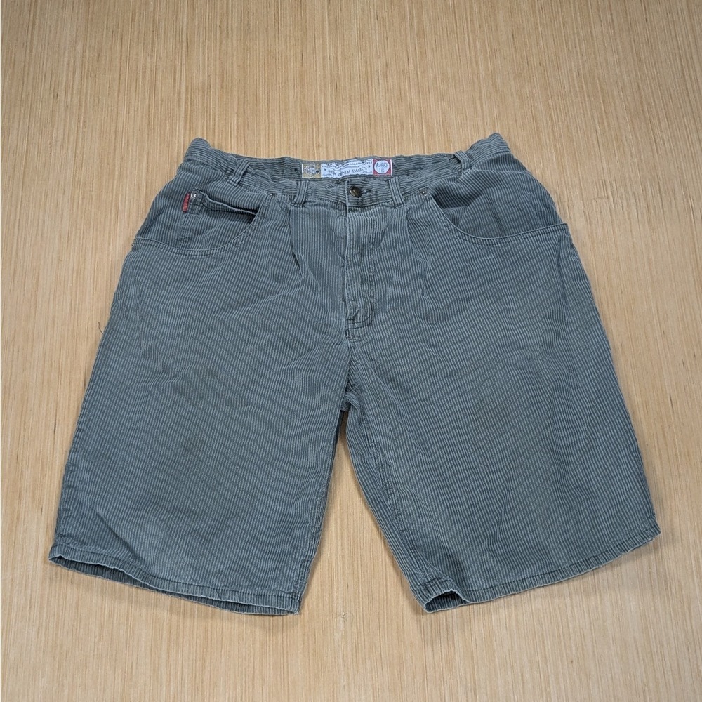 Bugle Boy Gold Crest Corduroy Baggy Fit Retro Denim Shorts Green Casual Men's 36
